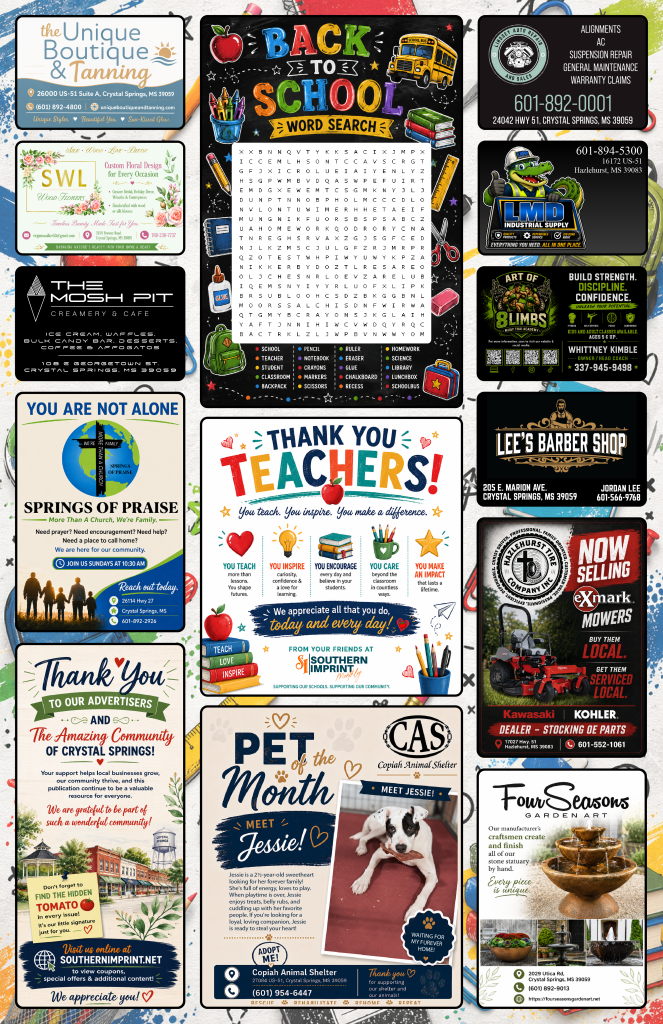 Southern Imprint Monthly publication advertising example