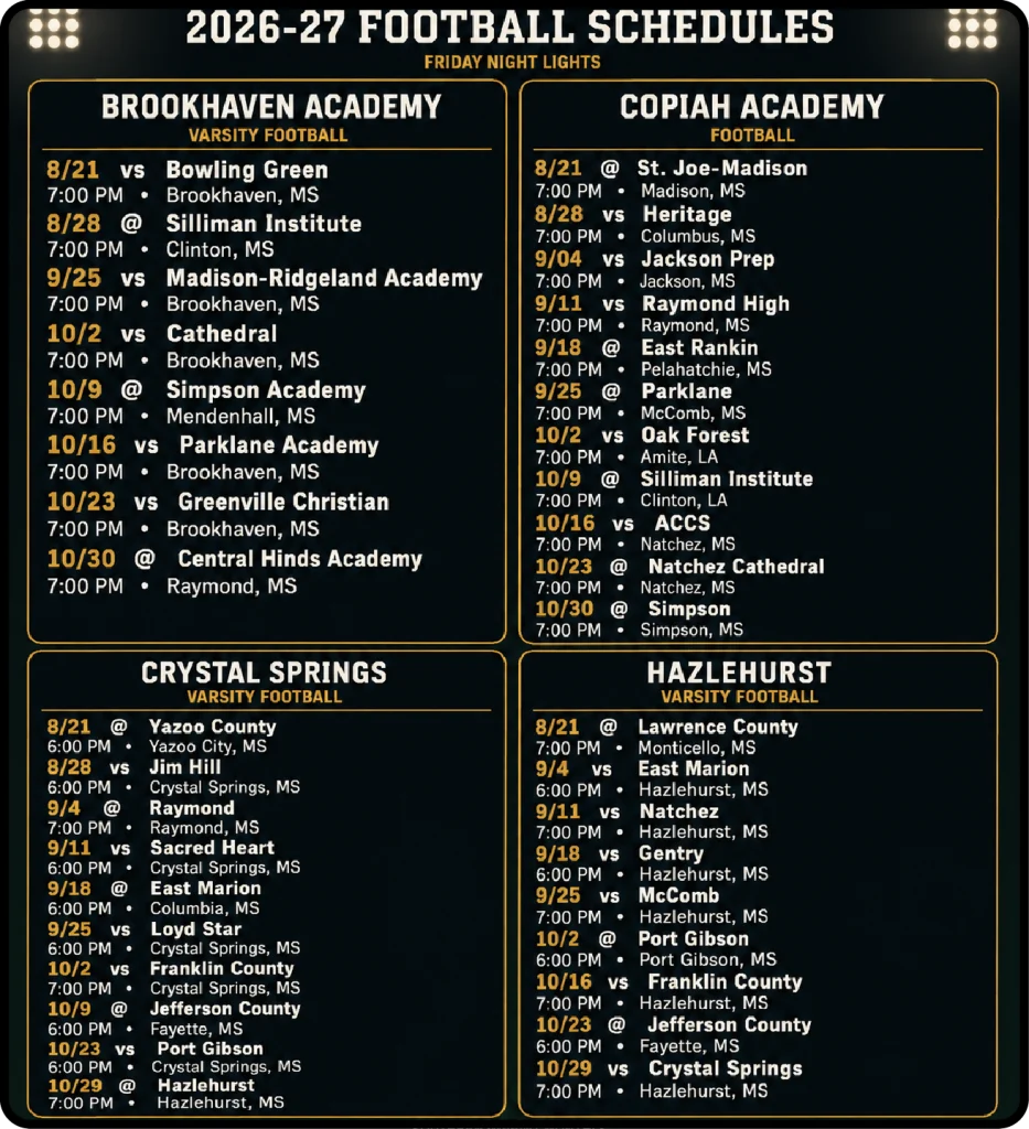 2026-27 Football Schedules